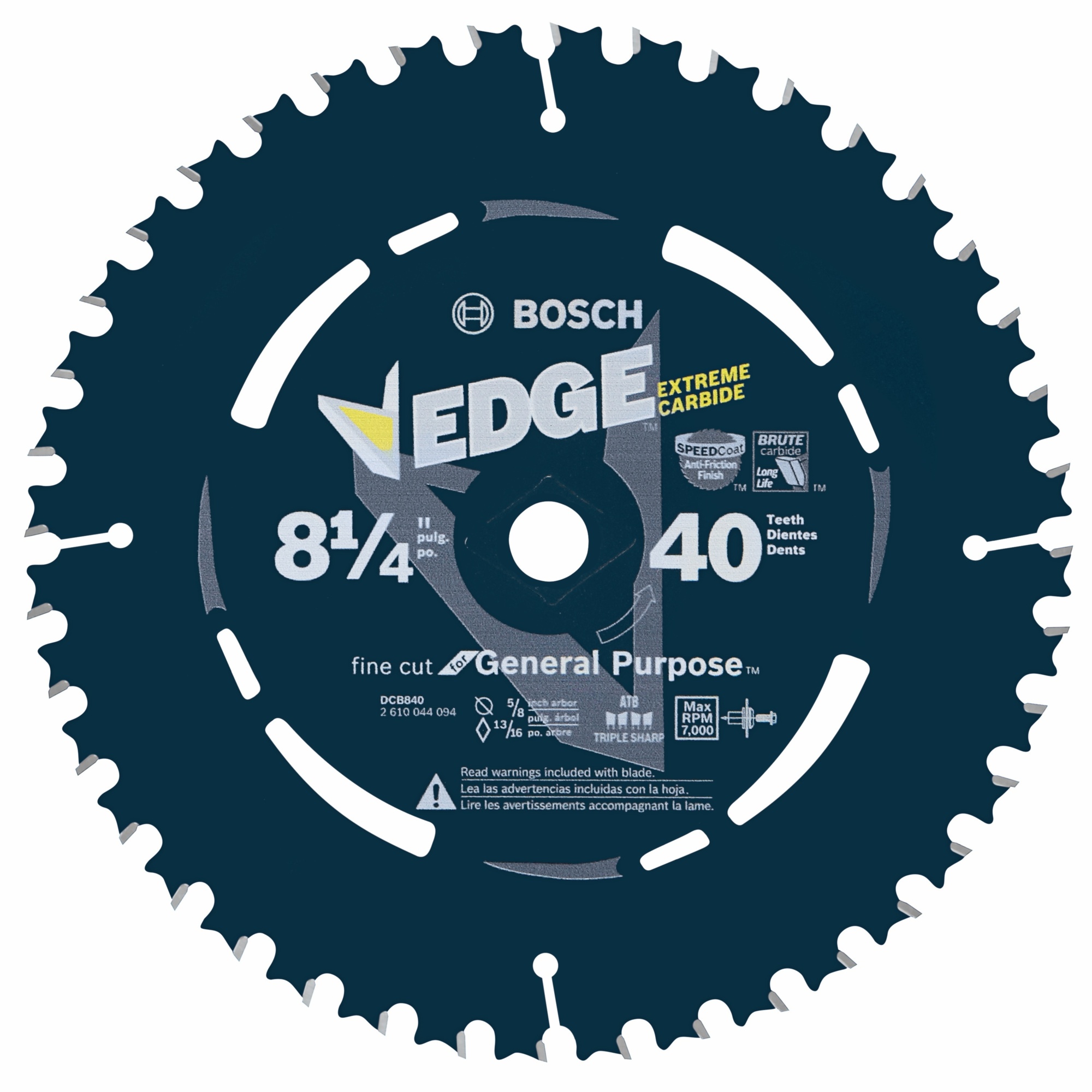 Bosch Edge Circular Saw Blade — 8 1/4in., 40 Tooth, Fine Finish, Model# DCB840